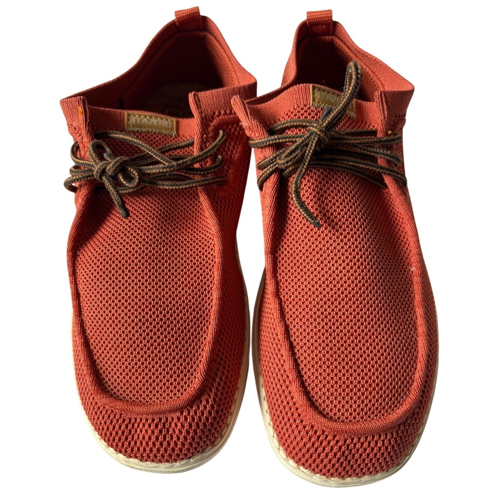 ITAZERO Mens Knit Mesh Loafers Rust Orange Lightweight Boat Shoes Size‎ 8
